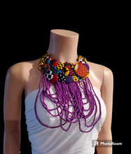 Load image into Gallery viewer, Regal Cascade Buttoned Beadwork Necklace - Medium
