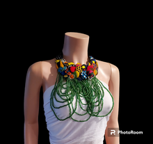 Load image into Gallery viewer, Regal Cascade Buttoned Beadwork Necklace - Medium
