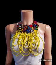 Load image into Gallery viewer, Regal Cascade Buttoned Beadwork Necklace - Medium
