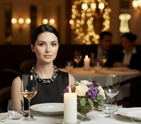 Sunset Spheres Bubble Chain Ankara Necklace