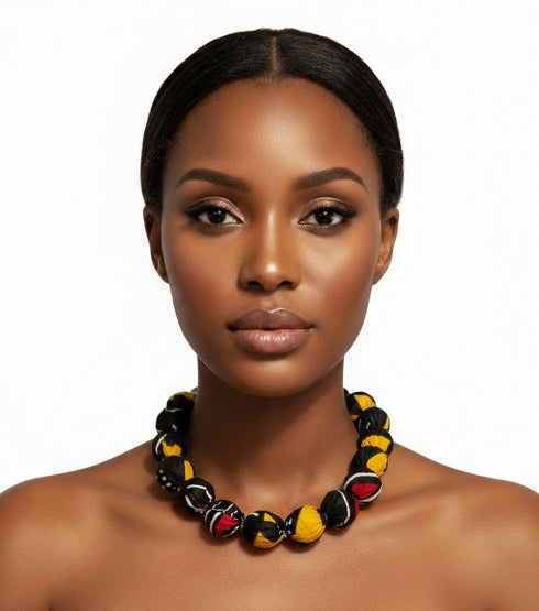 Sunset Spheres Bubble Chain Ankara Necklace