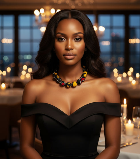 Sunset Spheres Bubble Chain Ankara Necklace