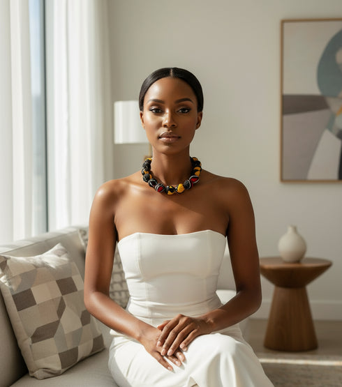 Sunset Spheres Bubble Chain Ankara Necklace