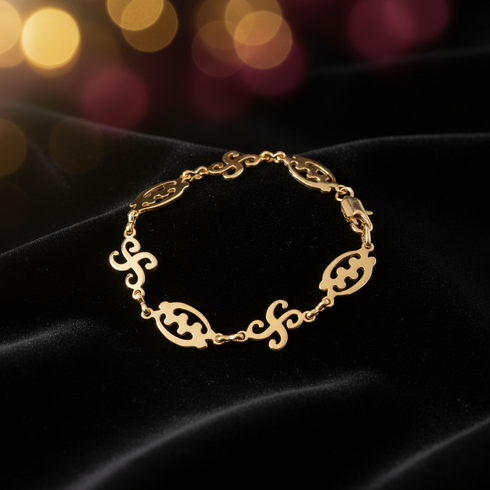 QUEEN NKONTIM and GYE NYAME Adinkra stainless steel link chain bracelet only