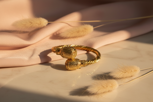 REGALIA textured gold royal cuff bold statement luxury design bangle bracelet only