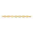 Gold bracelet with floral links on a white background