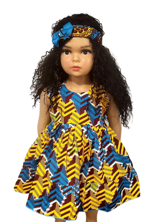 Rohana sleeveless African Print Girl Dress