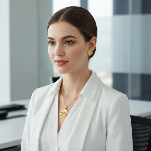 MAJESTIC ADINKRAHENE Necklace and Earrings Set – Adinkra Jewelry Set Stainless Steel