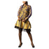 SENAIT Women Two-Piece Ankara Flare Mini Top and Layered Tulle Hem Skirt.