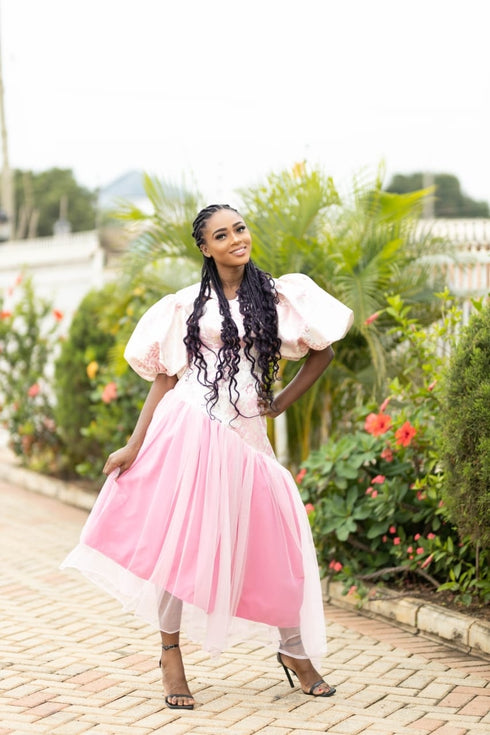 SIA Long Shimmering Radiance Brocade Off-shoulder & Tulle Dress