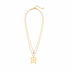 Gold necklace with a double happiness pendant on a white background