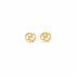 Pair of gold earrings on a marble surface