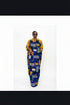 MALAYA African Print Two Fabric Color Block Boubou Kaftan Maxi Dress With Contrast Side Panels and Pockets