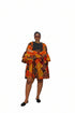 LIORA Luxury 100% Cotton Ankara and Aso Oke Exaggerated Ruffle Sleeve Full Flare Mini Dress With Pockets