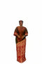 ZIA Luxury Raw Silk and Adire Crepe Diagonal Color Block Boubou Kaftan Maxi Dress With Gold Trim Detail - Only Boubou