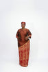 ZIA Luxury Raw Silk and Adire Crepe Diagonal Color Block Boubou Kaftan Maxi Dress With Gold Trim Detail - Only Boubou