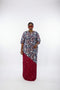 IVIORA Luxury Cotton Ankara Boubou Kaftan Maxi Dress With Crystal Stone Embellishment, Cord Lace Hem and Matching Headscarf