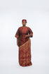 ZIA Luxury Raw Silk and Adire Crepe Diagonal Color Block Boubou Kaftan Maxi Dress With Gold Trim Detail - Only Boubou