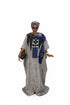 ISABEAU Luxury Thick Tweed Boubou Kaftan Maxi Dress With Tinko Embroidery Panel and Matching Headwrap
