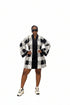 SOLENE Luxury Monochrome 100% Cotton Ankara and Aso Oke Belted Flare Mini Kaftan Dress With Exaggerated Bell Sleeves and Side Pockets