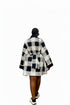 SOLENE Luxury Monochrome 100% Cotton Ankara and Aso Oke Belted Flare Mini Kaftan Dress With Exaggerated Bell Sleeves and Side Pockets