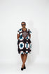 ESTELLE Ankara Kampala Short Dansiki Kaftan Mini Dress With Contrast Embroidered Bib Panel and Side Pockets