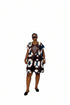 ESTELLE Ankara Kampala Short Dansiki Kaftan Mini Dress With Contrast Embroidered Bib Panel and Side Pockets