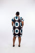 ESTELLE Ankara Kampala Short Dansiki Kaftan Mini Dress With Contrast Embroidered Bib Panel and Side Pockets