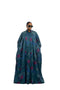 SELENE Luxury Floral Print Satin Finish Button Front Boubou Kaftan Maxi Dress With Dramatic Split Sleeves