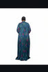 SELENE Luxury Floral Print Satin Finish Button Front Boubou Kaftan Maxi Dress With Dramatic Split Sleeves