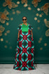 ISA Luxury African Ankara Print Long Dansiki Kaftan/ Boubou Maxi Dress With Pleated Contrast Bib Detail - 1 piece boubou