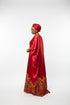 AURELIA FIRE Luxury Satin African Boubou Kaftan Maxi Dress With African Print Hem Panel and Matching Headwrap