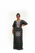 ZOSIME Luxury 100% Cotton Ankara Dansiki Boubou Maxi Dress With Crystal Beaded Neckline, Embellished Front Panel and Matching Headwrap
