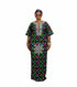 ZOSIME Luxury 100% Cotton Ankara Dansiki Boubou Maxi Dress With Crystal Beaded Neckline, Embellished Front Panel and Matching Headwrap