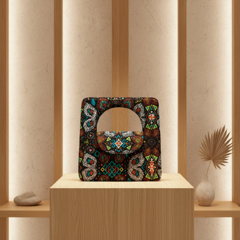 Sefina African Print Cut-out Luxury Handmade Wristlet Totes Chain Handle Ankara/African Print / Clutch / Handbag for Women