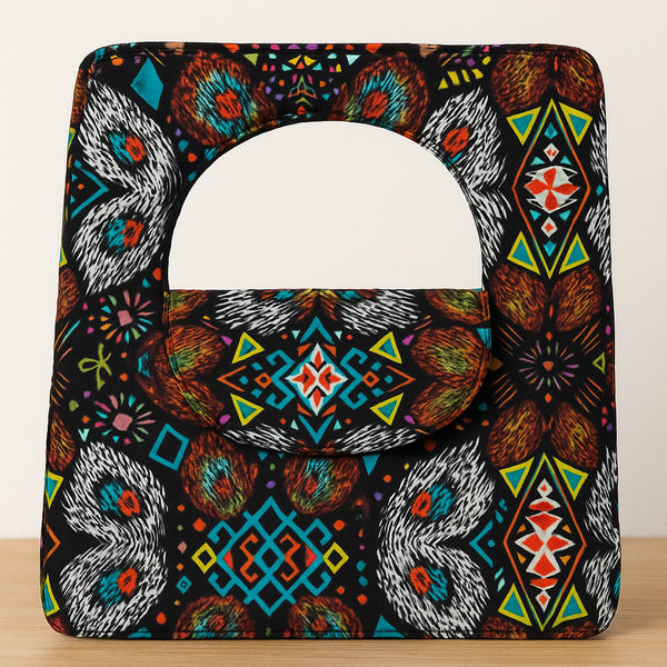Sefina African Print Cut-out Luxury Handmade Wristlet Totes Chain Handle Ankara/African Print / Clutch / Handbag for Women