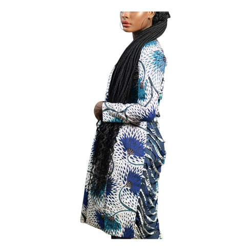 Seren Ankara Twist-Back Tunic Top – Open-Back Longline African Print Blouse for Women - Top Only