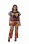 TANDI African Print Pants and Sheer Organza Top Set for Women
