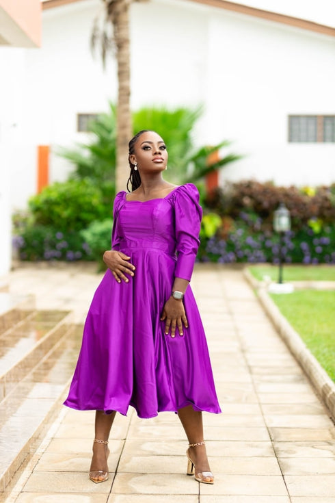 TENE Long Purple Elegance Twirl Majesty Paradise Silk Dress
