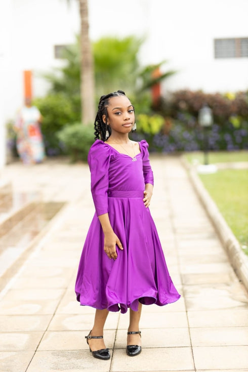 TENE Long Purple Elegance Twirl Majesty Paradise Silk Dress for Girls