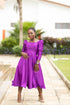 TENE Long Purple Elegance Twirl Majesty Paradise Silk Dress