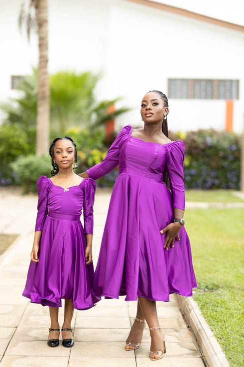 TENE Long Purple Elegance Twirl Majesty Paradise Silk Dress