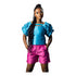 TSHOLO Colorblock Satin Puff-Sleeve Blouse & High-Waist Shorts Set