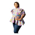 Tahlia Ankara Puff Sleeve with Front Zip Peplum Blouse for Women - African Print Statement Top Only for Modern Women