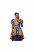 Tindika Women’s Ankara Puff Sleeve High-Low Blouse – Back Zipper Elegant Asymmetric African Print Top Only