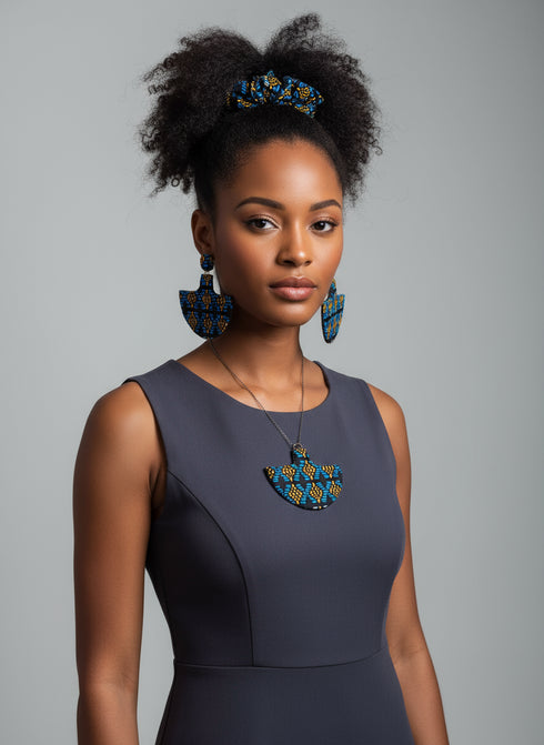 Tribal Geo-Fusion Accessory Set - Ankara Earring and Necklace Set