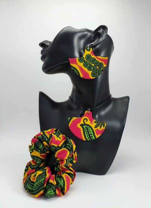 Tribal Geo-Fusion Accessory Set - Ankara Earring and Necklace Set
