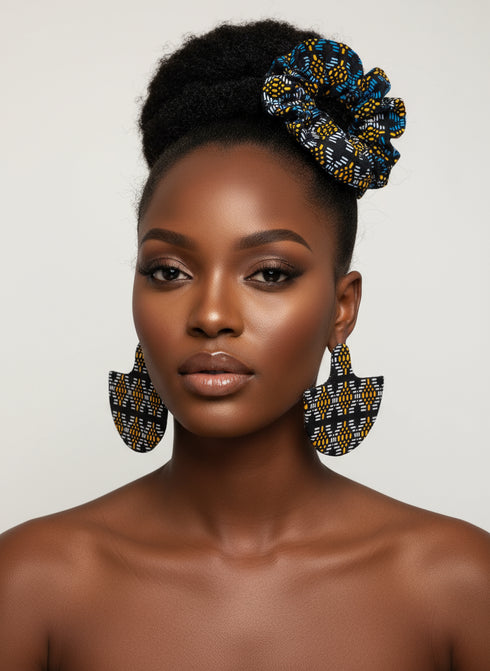 Tribal Geo-Fusion Accessory Set - Ankara Earring and Necklace Set