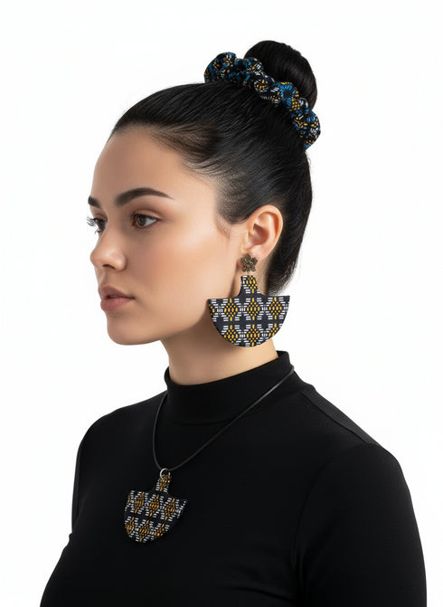 Tribal Geo-Fusion Accessory Set - Ankara Earring and Necklace Set