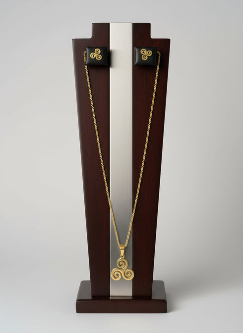 Triskelion Harmony Set - Adinkra Necklace & Earrings Set Stainless Steel